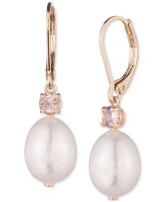 Lauren Ralph Lauren - Gold-Tone Crystal & Freshwater Pearl Drop Earrings