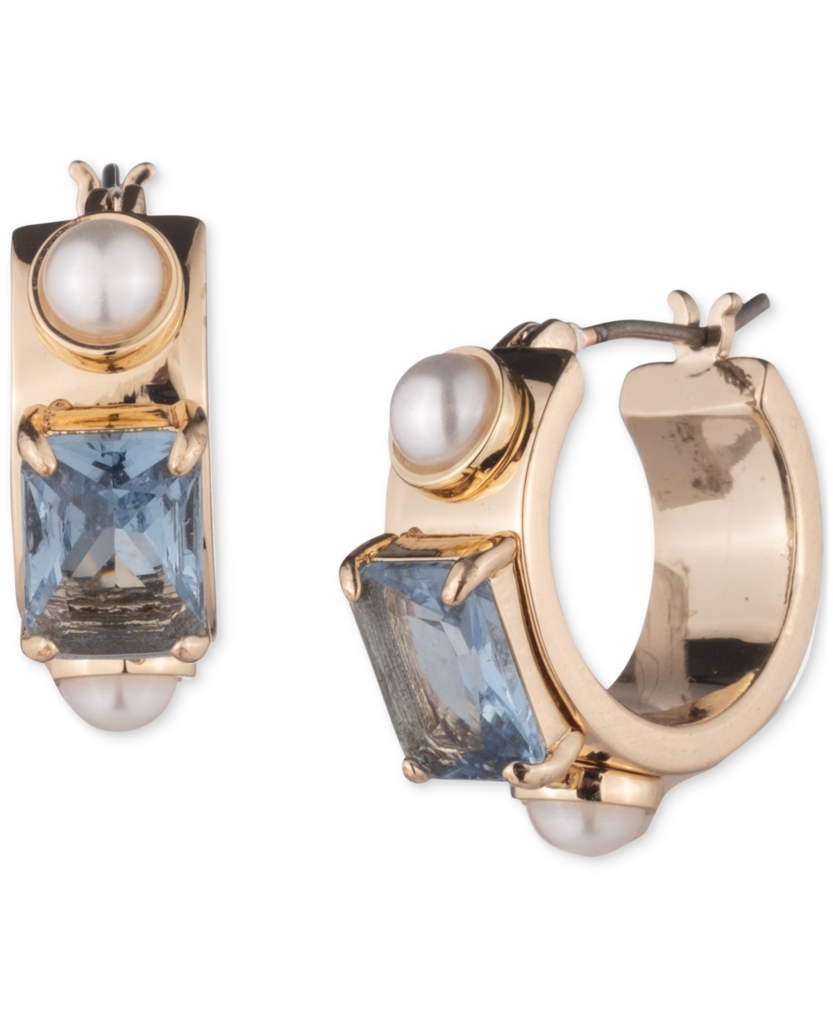 Ralph Lauren Gold-tone Imitation Pearl & Stone Huggie Hoop Earrings, 0.7" In Multi