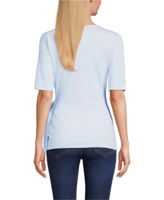 Women's Elbow Sleeve Lightweight Jersey Side Tie Blouse