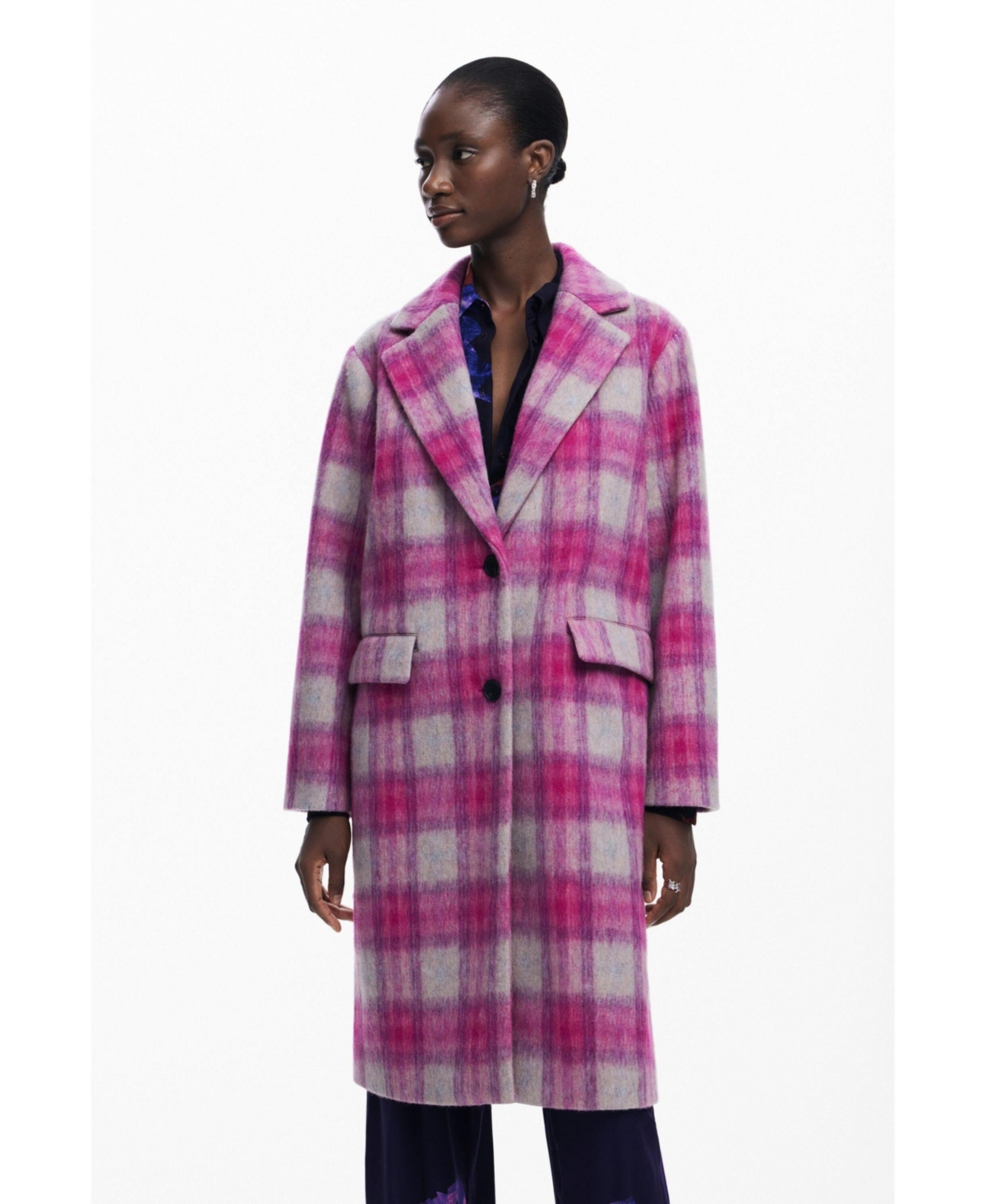 Women's Pink tartan coat - Pink