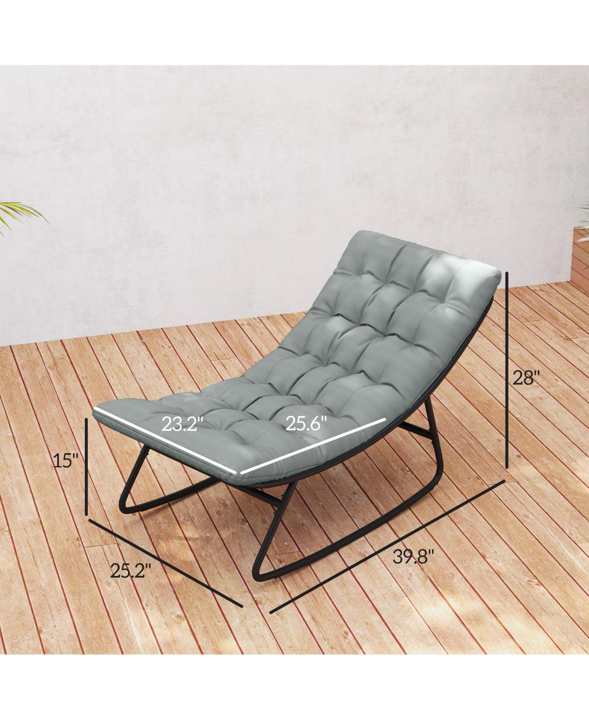 Outsunny 2 Pieces Outdoor Rocking Chairs, Cushioned Patio Rocker, Dark