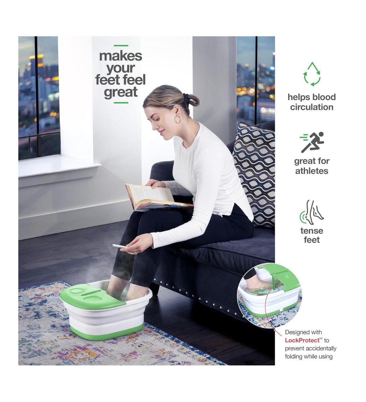 Foot Spa with Heat and Massage and Jets Includes A Remote Control Massage Pumice Stone Collapsible Foot Spa Massager with Heat and Massage Bubbles and