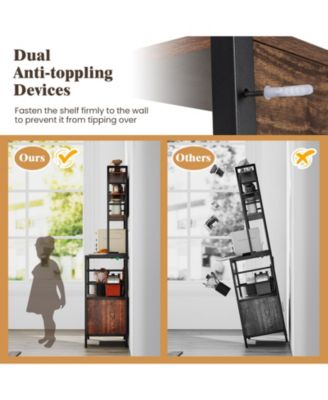 Bar Cabinet with Wine Bottle Holders and S-Hooks for Glassware and Accessories