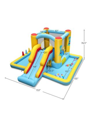 Inflatable Bounce House 7-in-1 Bouncy Castle with Slide and Tunnel without Blower