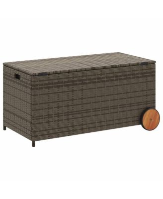 Garden Storage Box with Wheels Gray 50.2 Gal Poly Rattan