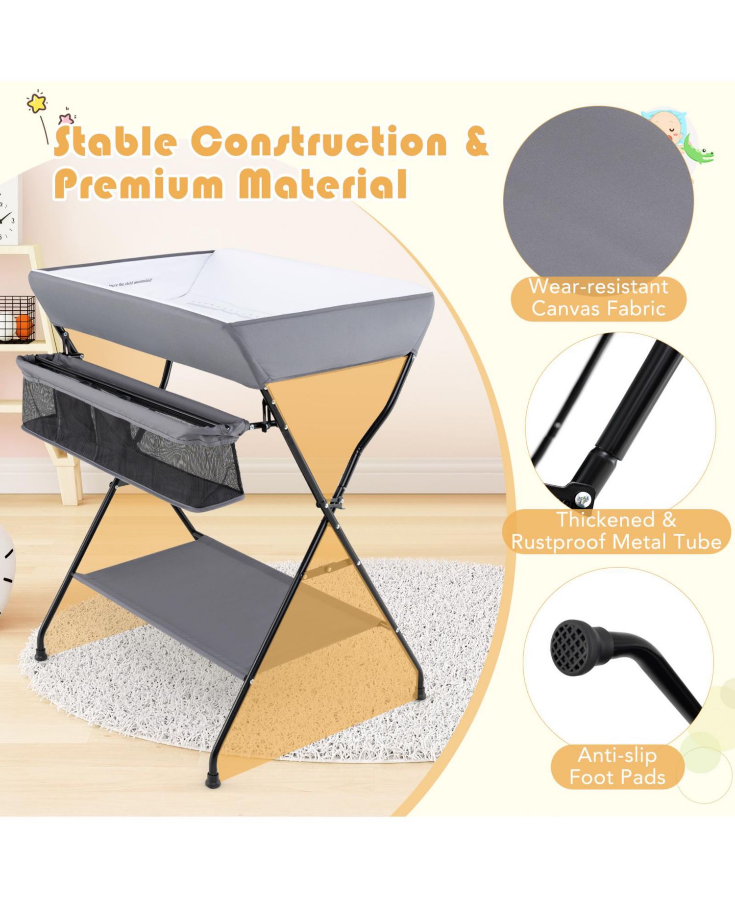 Baby Storage Folding Diaper Changing Table