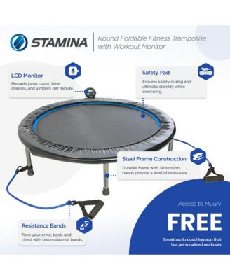 35-1632 38 Inch Intone Plus Rebounder Cardio Trampoline with Resistance Bands, Coaching App, and Built-In Tracker Monitor