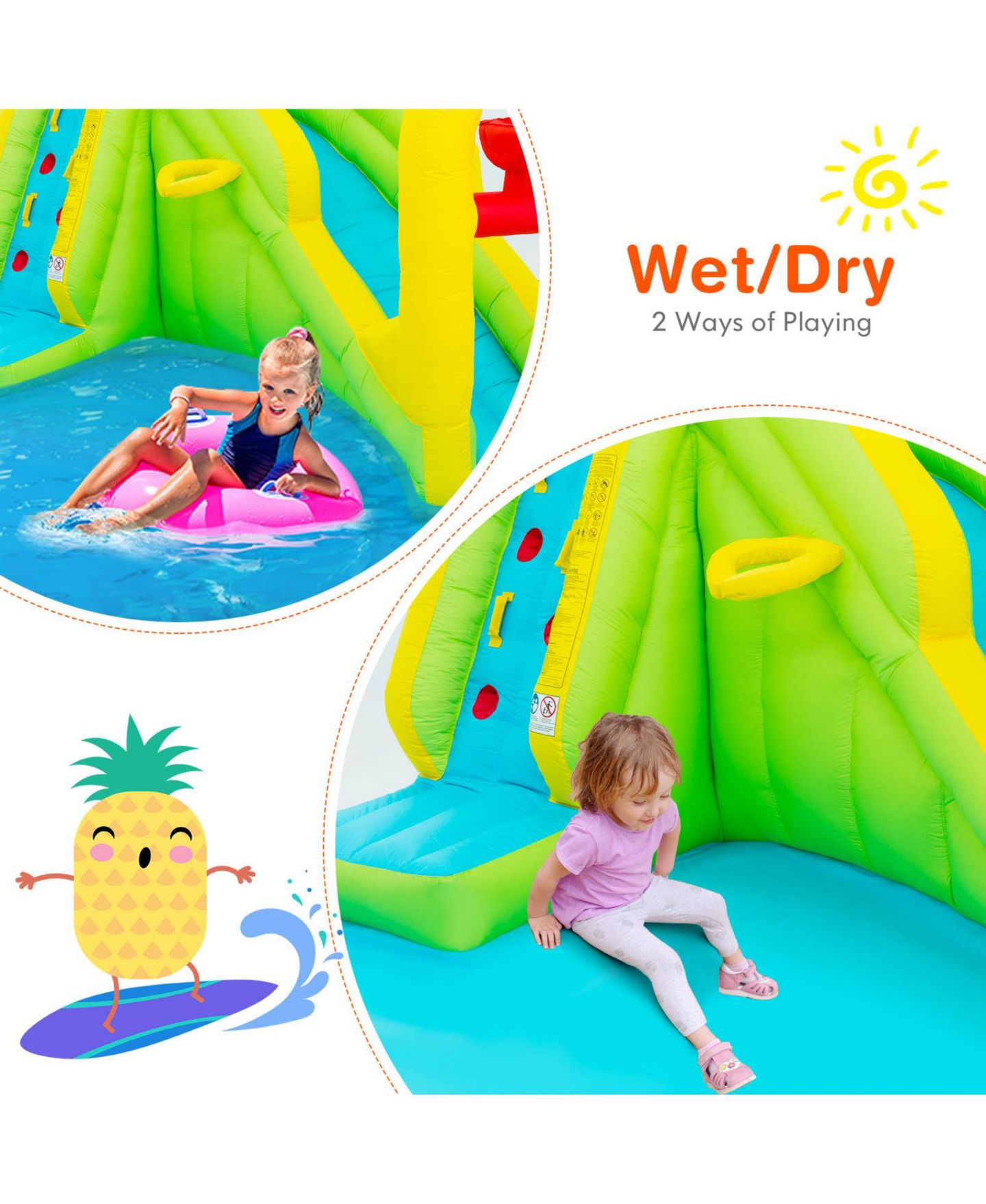 Детская игрушка Slickblue Water Bounce House with Water Slide & Splash Pool, 157.5"L x 132"W x 90.5"H, Oxford Cloth, Accommodates 3 Kids, 3–10 лет, цвет: Разноцветный — фото 7