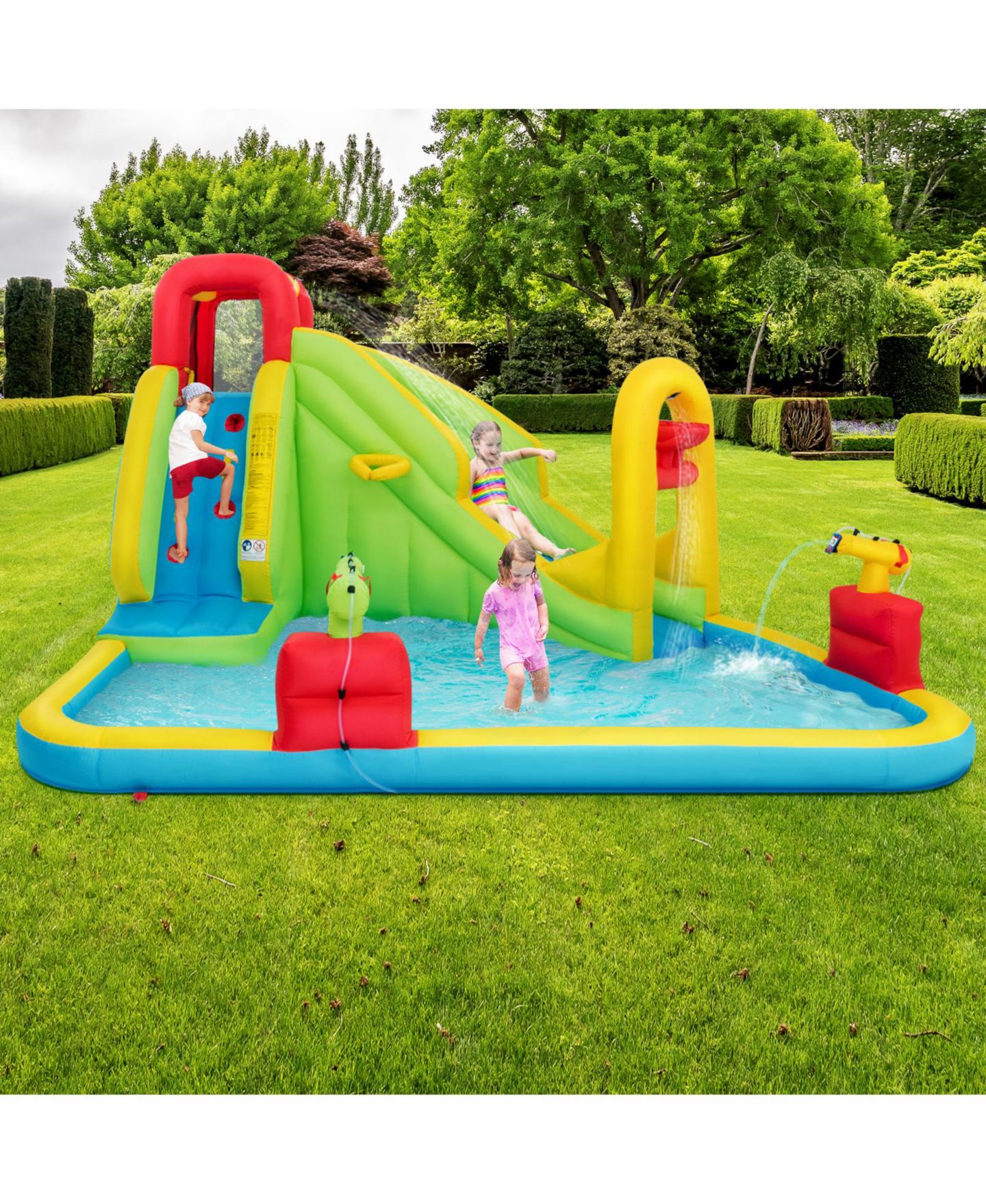 Детская игрушка Slickblue Water Bounce House with Water Slide & Splash Pool, 157.5"L x 132"W x 90.5"H, Oxford Cloth, Accommodates 3 Kids, 3–10 лет, цвет: Разноцветный — фото 9