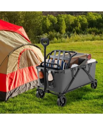 Collapsible Folding Wagon Cart with Adjustable Handle Heavy-Duty Utility Cart for Outdoor and Garden