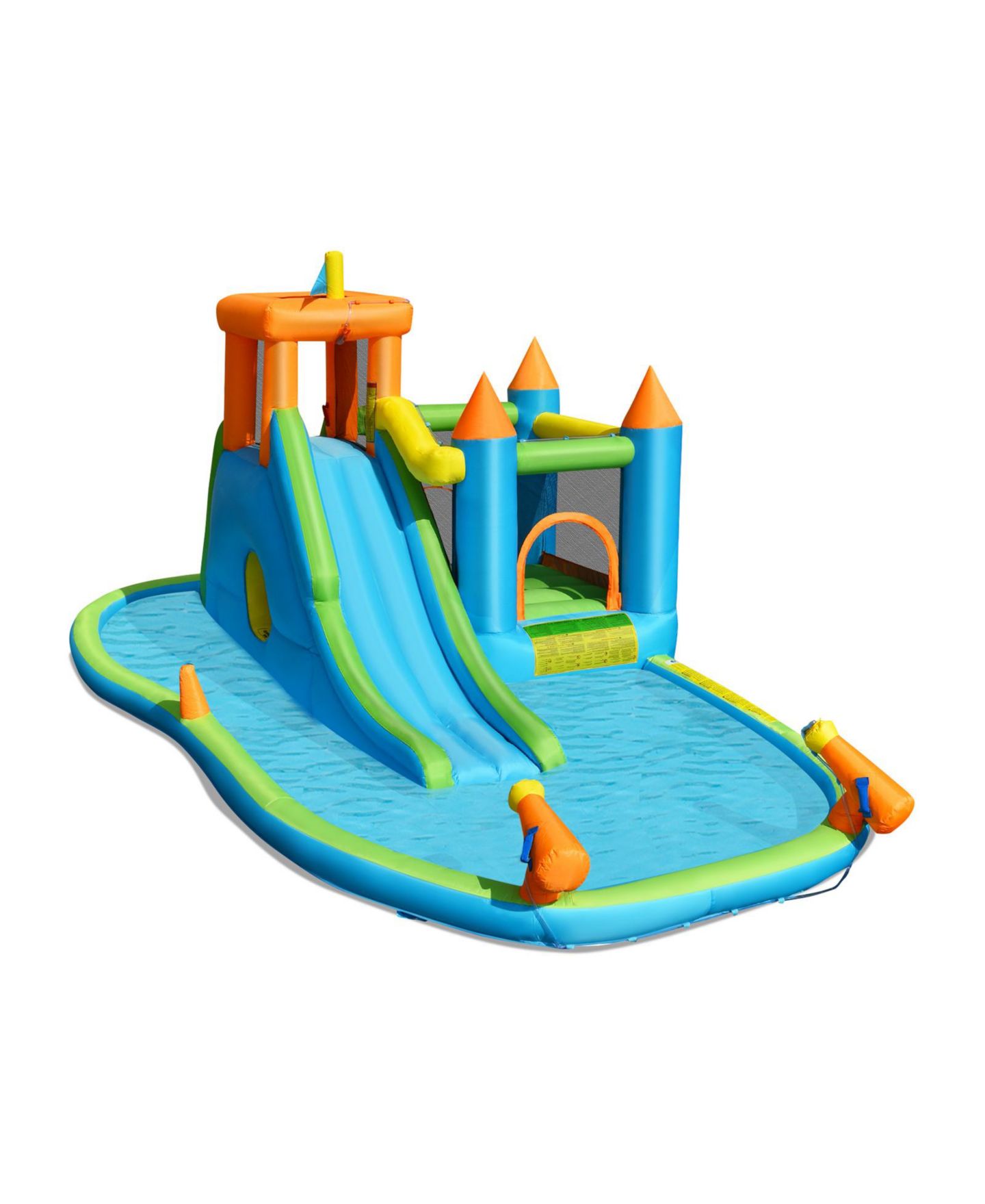 Детская игрушка Slickblue Water Slide Bounce House with Climbing Wall, Accommodates 3-6 Kids, Ages 3+, цвет: Синий — фото 1