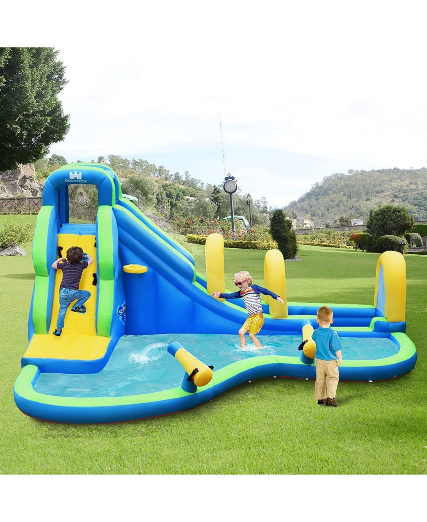 Детская игрушка Slickblue Water Bounce House with Water Slide and Splash Pool, 188"L x 144"W x 95.5"H, от 4 лет, цвет: Синий — фото 2