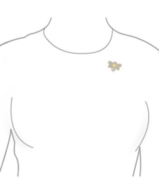 Insect Two-Tone Bumble Bee Brooche Pin - Yellow & White CZ Gold Rhodium Plated Brass