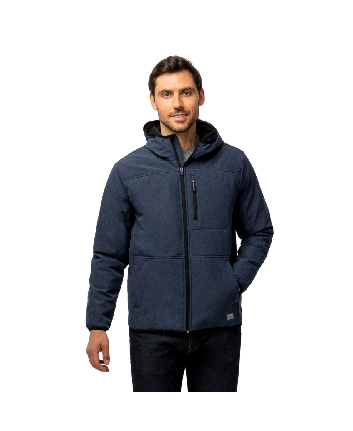 Men's Melange Stretch Full Zip Hoodie - Dark indigo heather