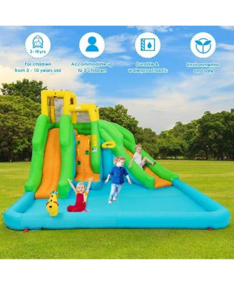 Inflatable Water Park Bounce House with Climbing Wall Fun Outdoor Playset