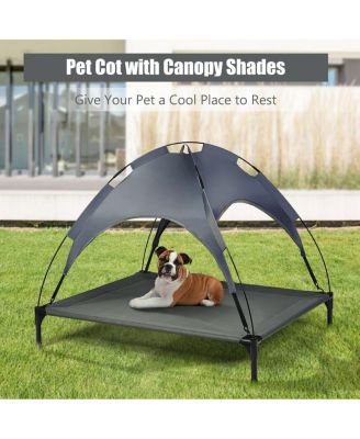 Portable Elevated Outdoor Pet Bed with Removable Canopy Shade
