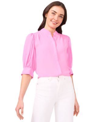 Women's 3/4-Sleeve Collared Button Down Top