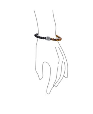 Mixed Two Tone Stretch Bracelet with Beads & Stanless Steel Toggle Clasp