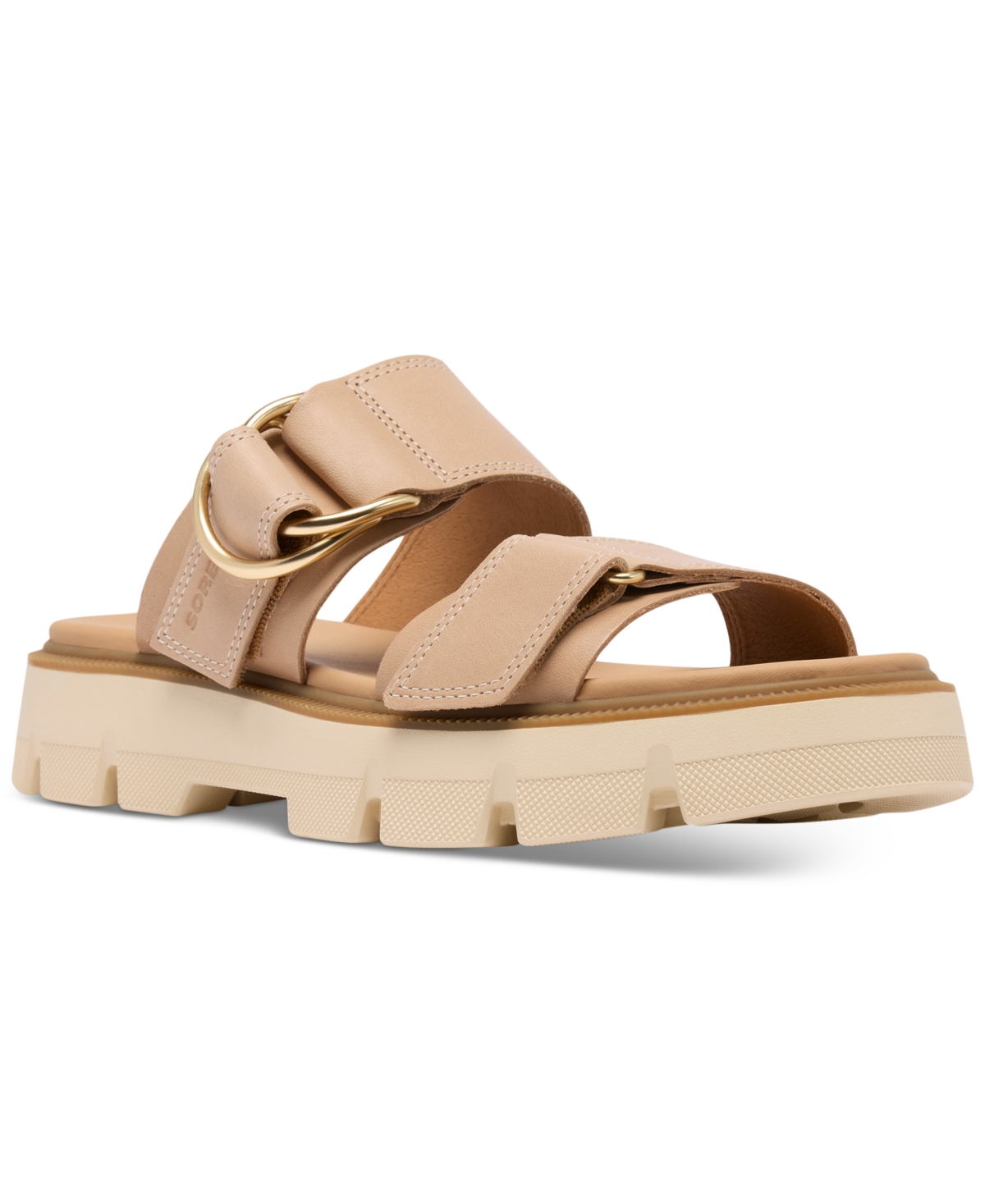 Sorel Rein Cb Platform Slide Sandal In Honest Beige,bleached Ceramic