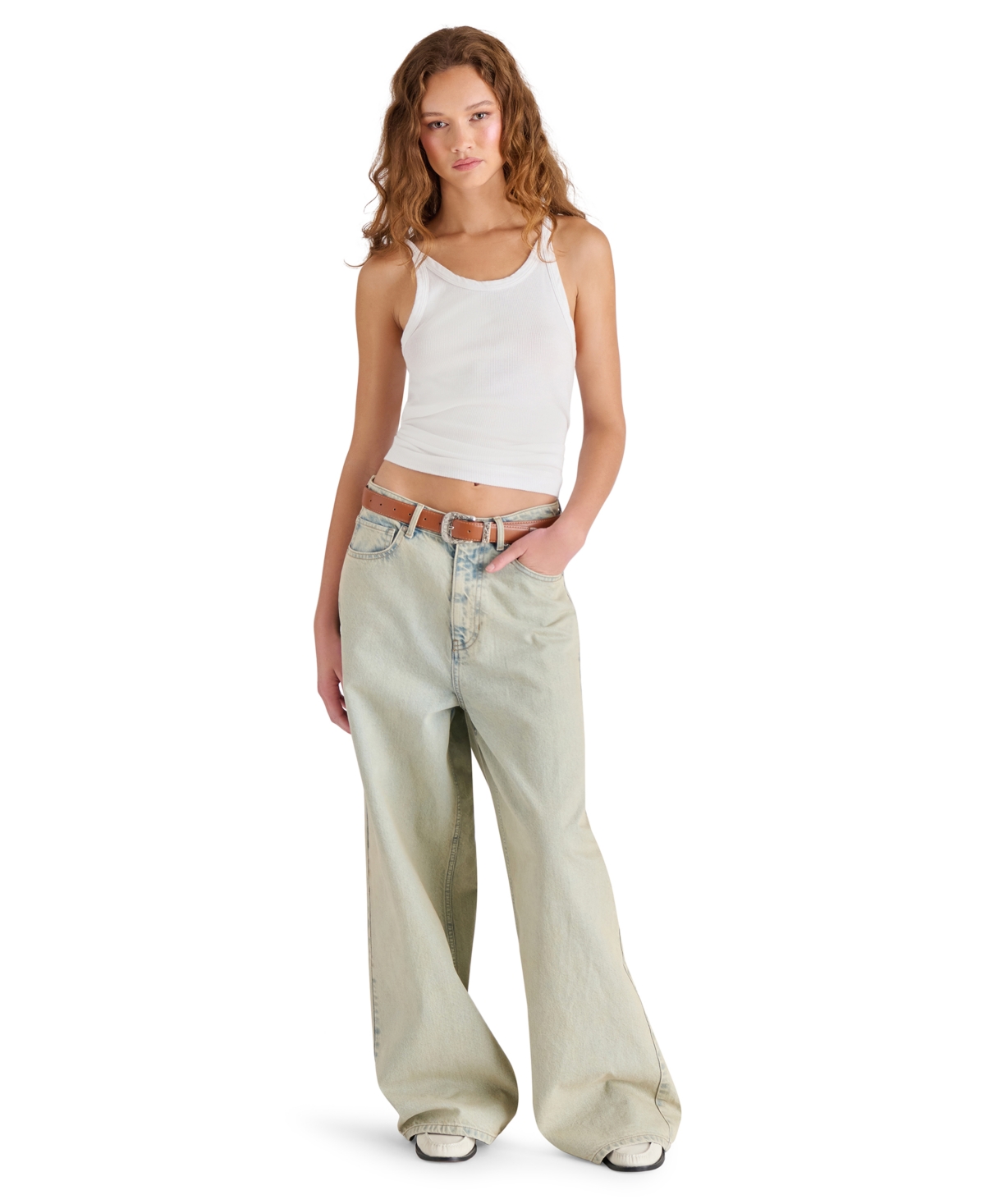 Women's The Mega High-Rise Baggy Cotton Jeans - Stone Blue
