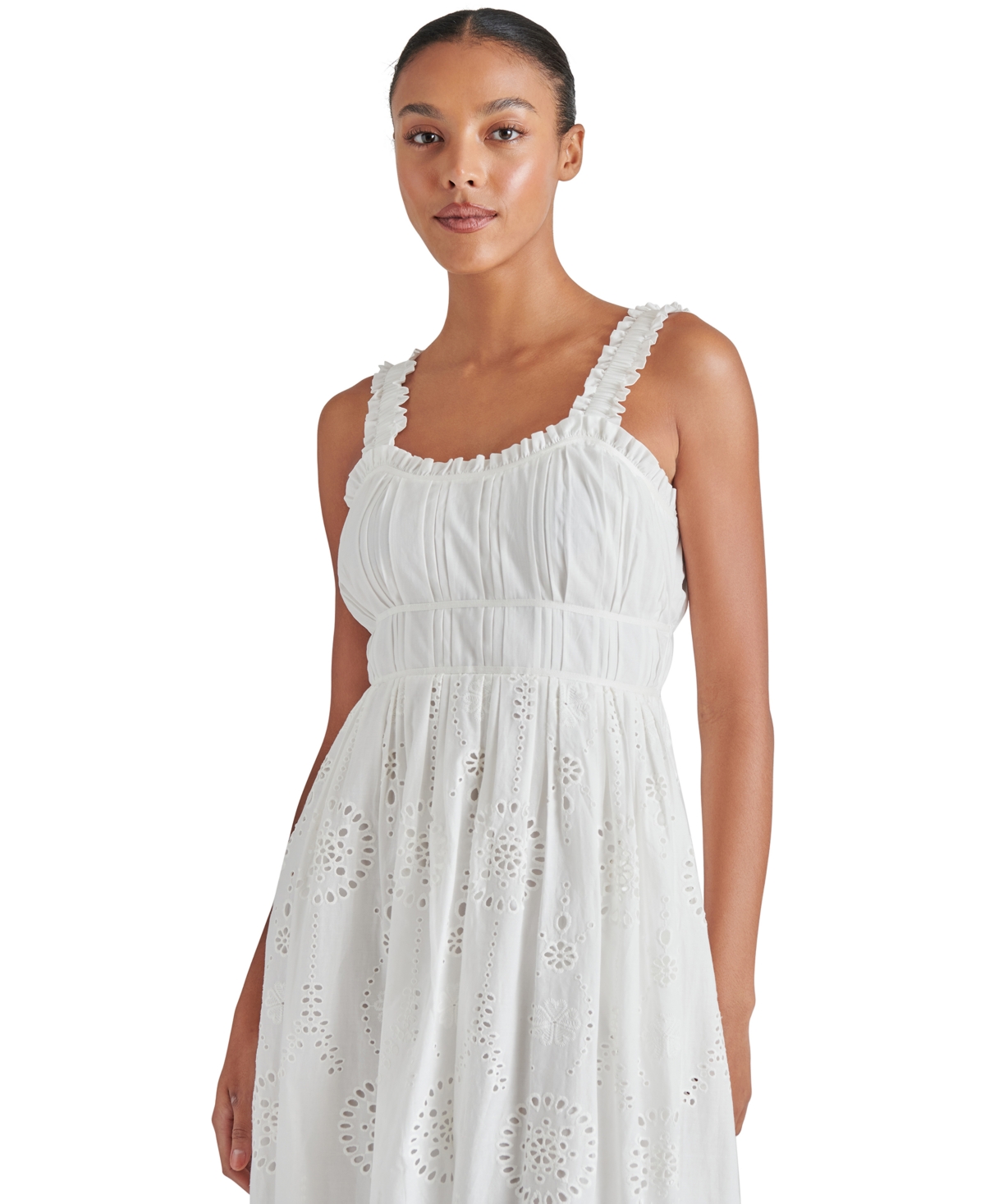 Steve Madden Harmony Eyelet Embroidered Cotton Midi Dress In White