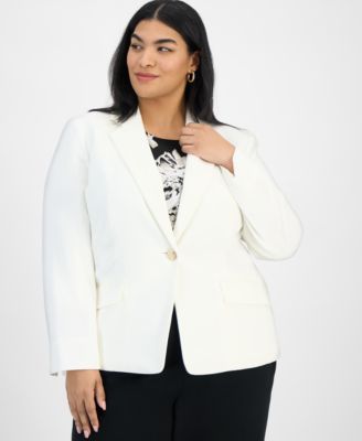 Kasper - Plus Size Stretch Crepe One-Button Blazer