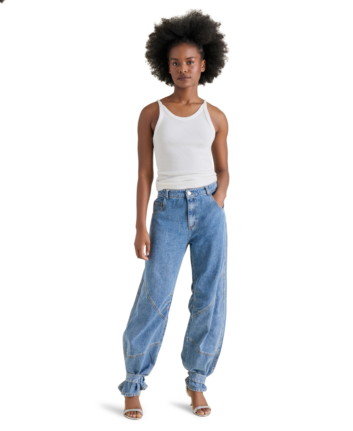 Women's Tre Denim High-Rise Wide-Leg Jeans - Blue Denim