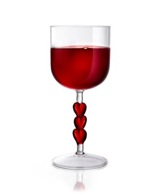 Red Heart Stemmed Wine Glasses, Set of 2