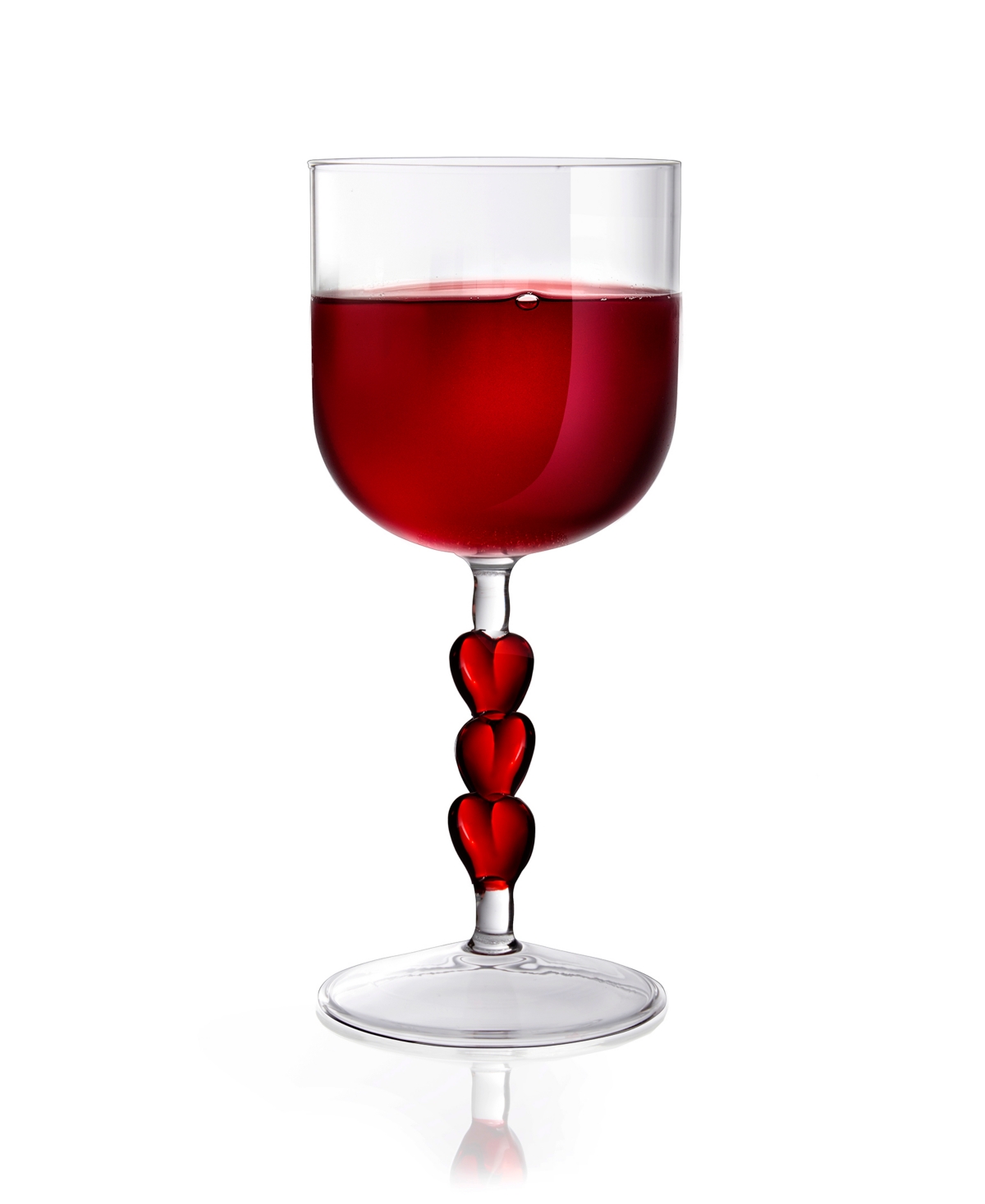 Qualia Glass Red Heart Stemmed Wine Glasses, Set Of 2 In Clear With Red