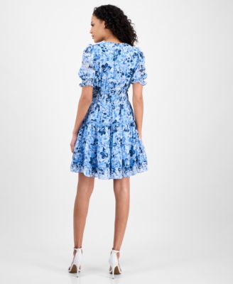 Women's Printed Smocked-Waist Fit & Flare Dress