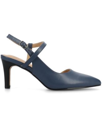 Journee Womens Scipio Medium and Wide Width Crossover Ankle Strap Pointed Toe Pumps