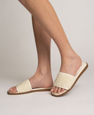 Women's Precly Faux Pearl Single Band Flat Sandals