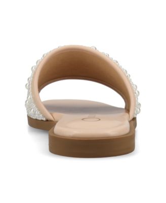 Women's Precly Faux Pearl Single Band Flat Sandals
