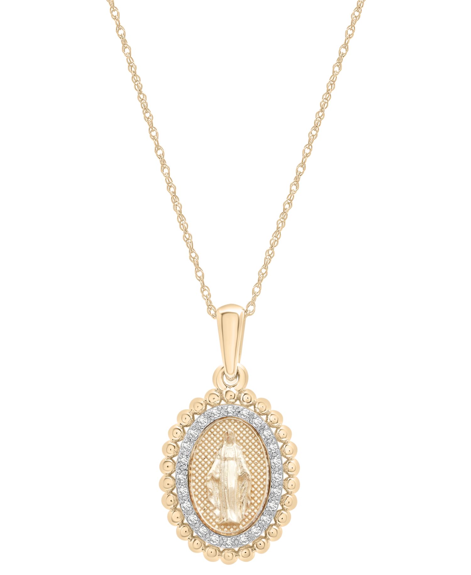 Diamond Blessed Mother Pendant 18" Necklace (1/10 ct. t.w.) in 10k Gold