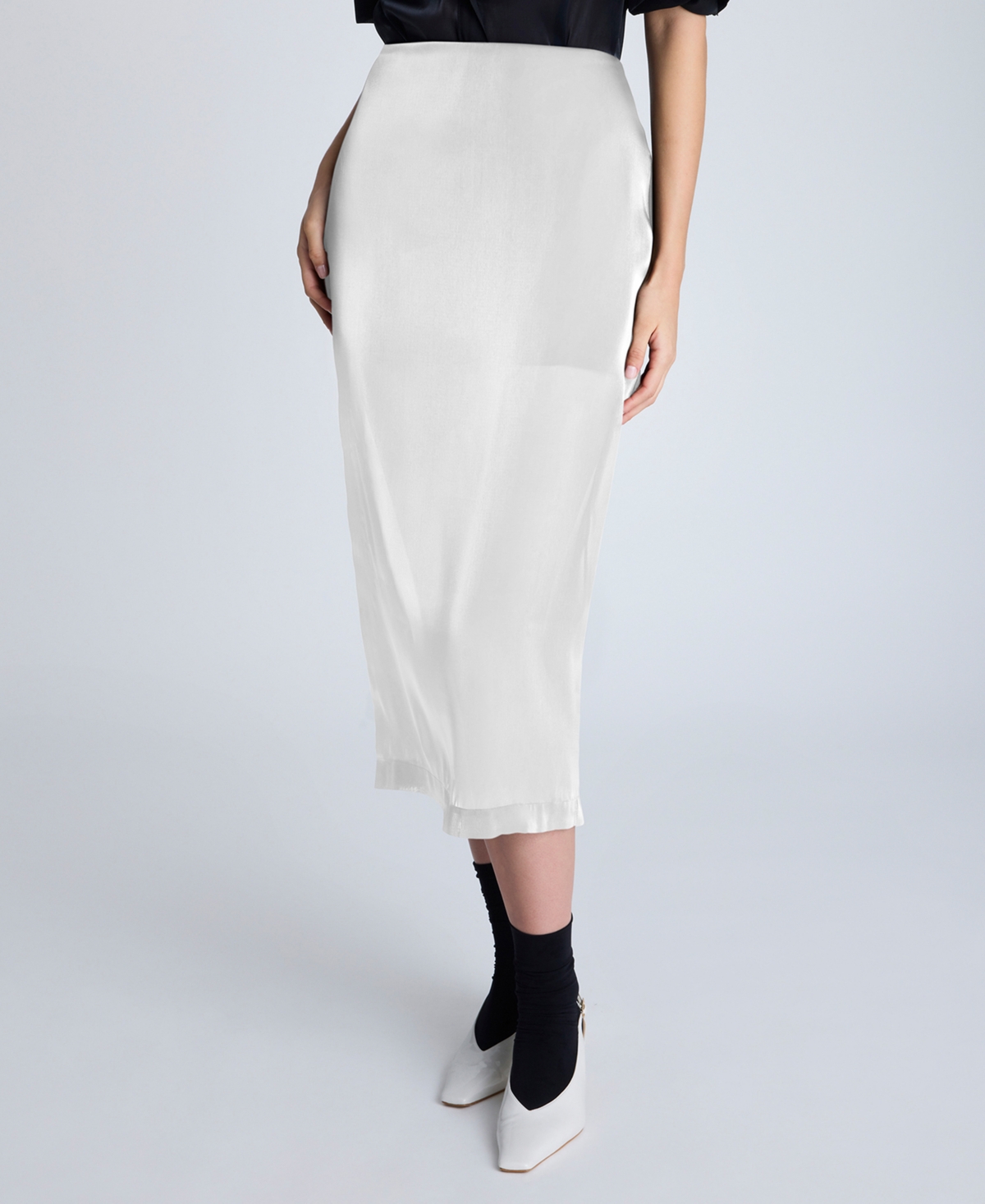 Kenneth Cole Sheer Pencil Skirt In Pure White