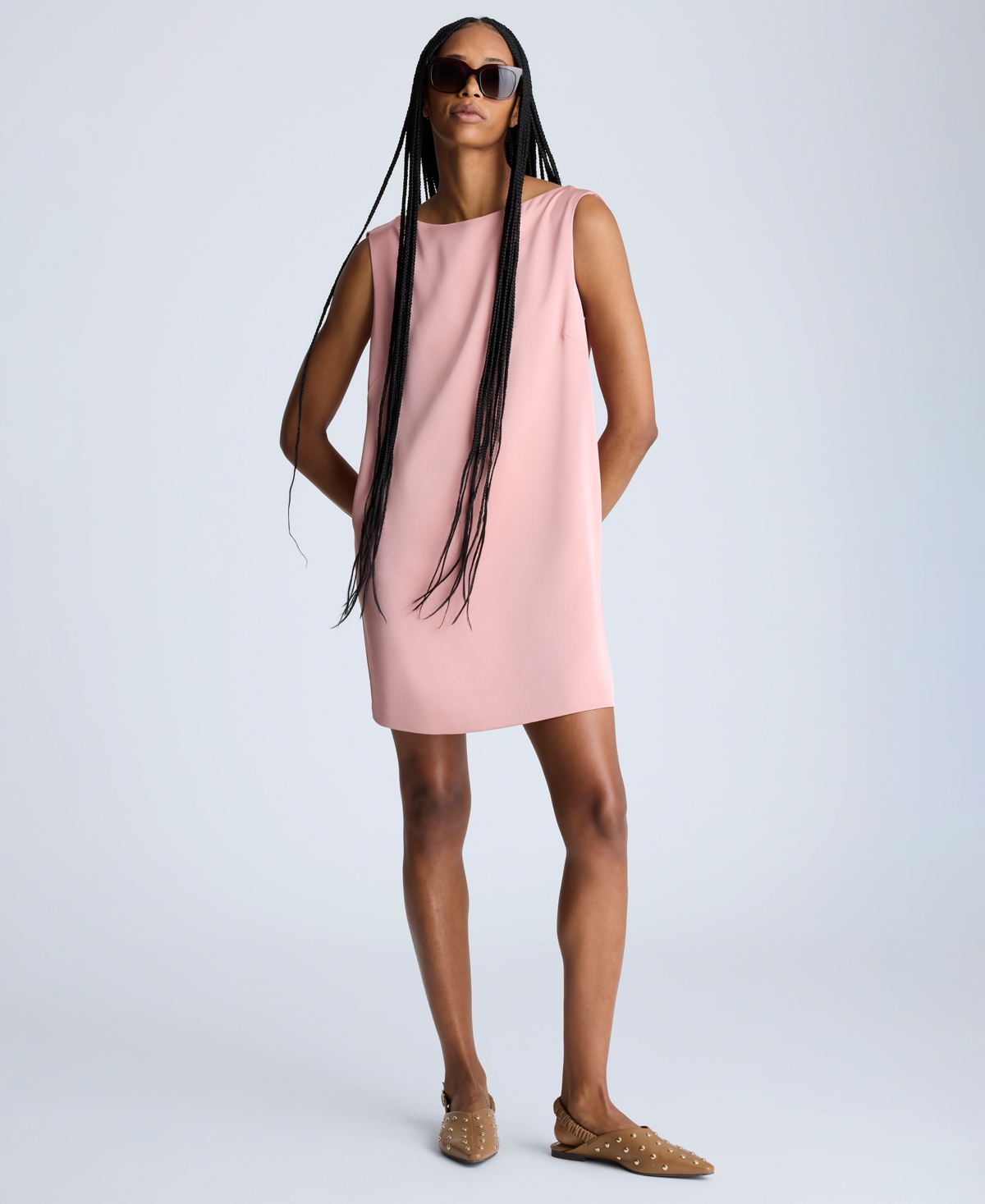 Kenneth Cole Sleeveless Open Back Shift Dress In Rose