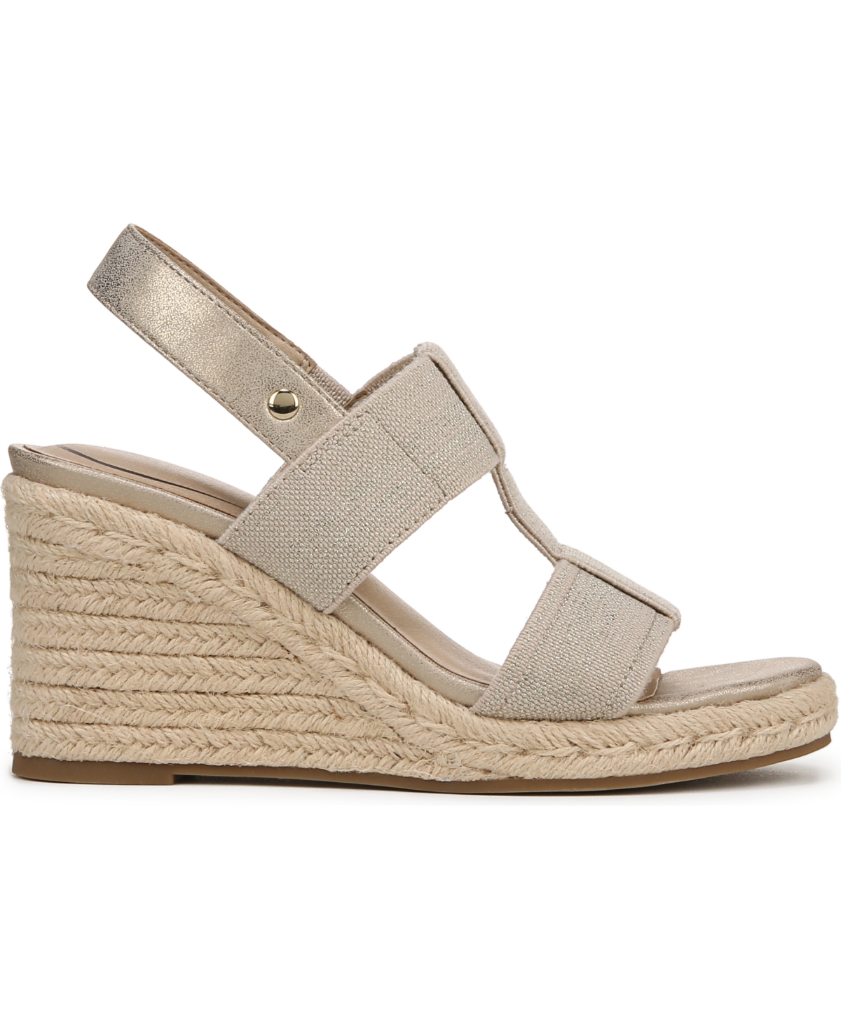 Shop Lifestride Women's Tallulah Espadrille Wedge Sandals In Gold Fabric,faux Leather