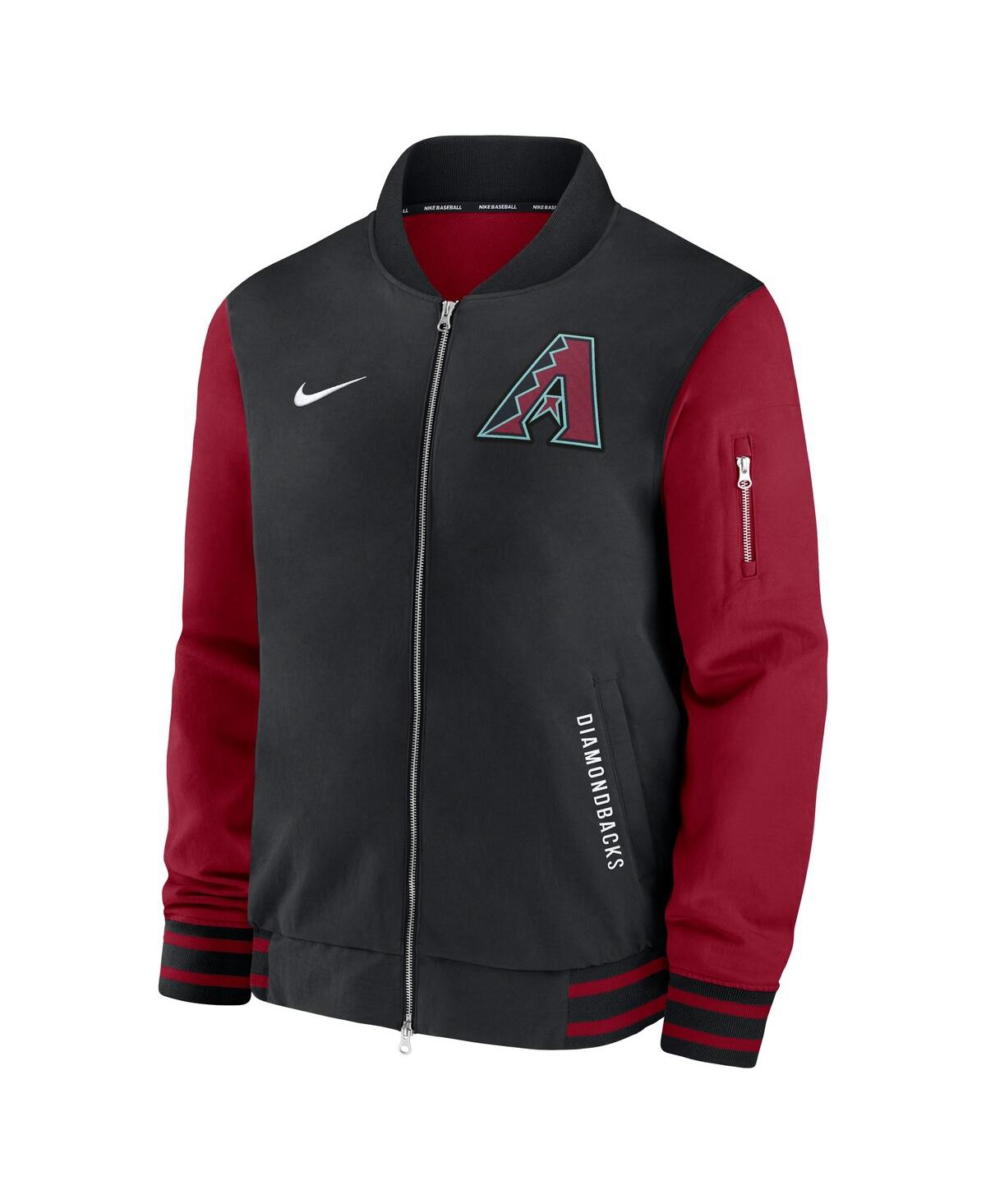 Nike Men's Black/red Arizona Diamondbacks Authentic Collection Dugout Full-zip Bomber Jacket In Black