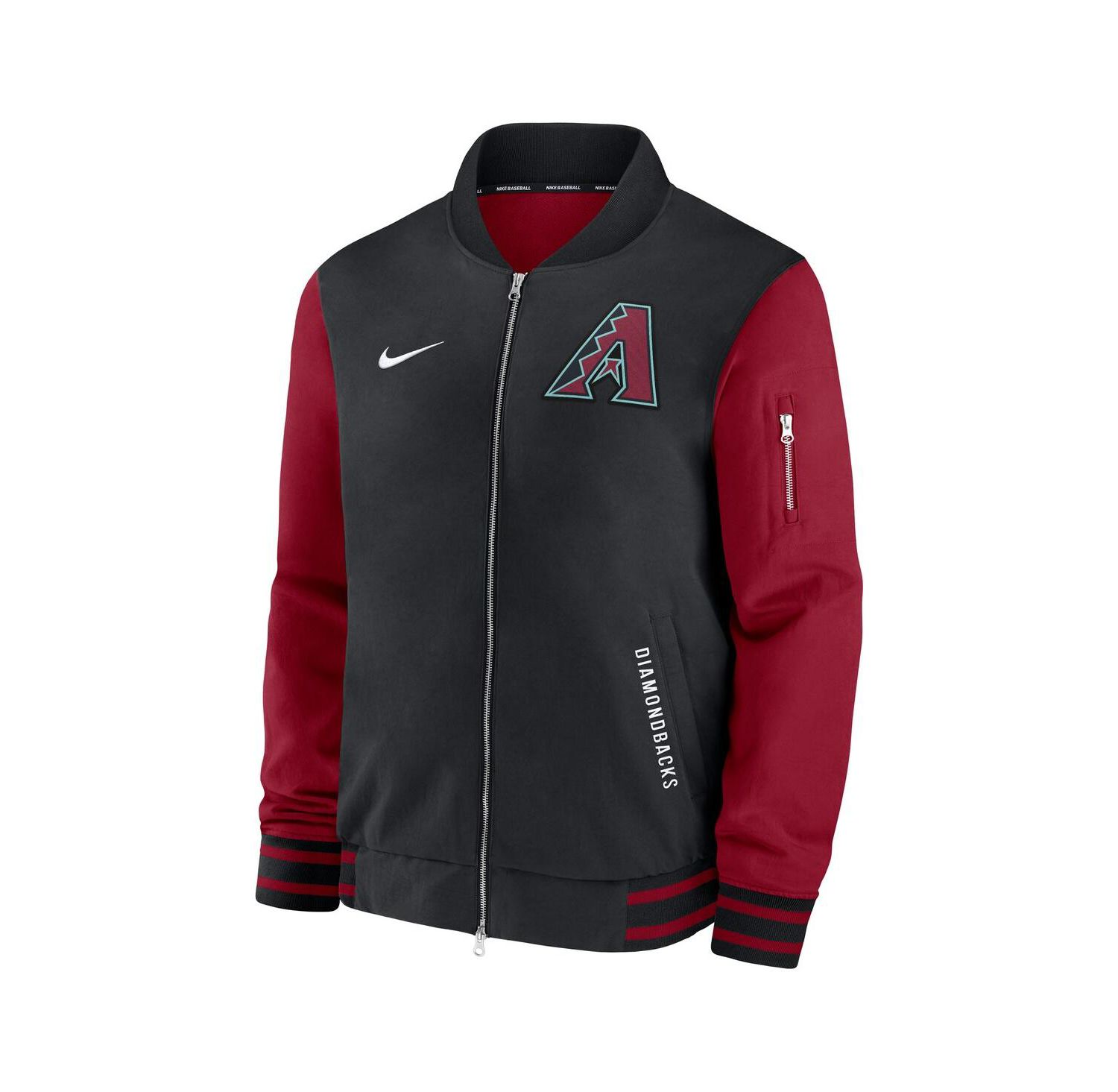 Men's Black/Red Arizona Diamondbacks Authentic Collection Dugout Full-Zip Bomber Jacket