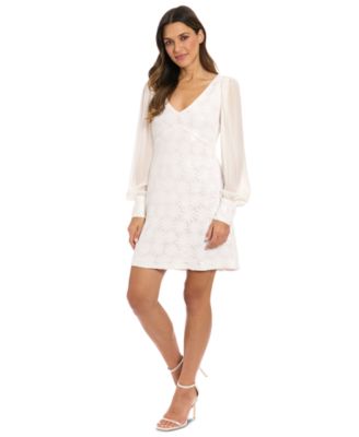 Women's Daisy Sequined Sheer-Sleeve Dress
