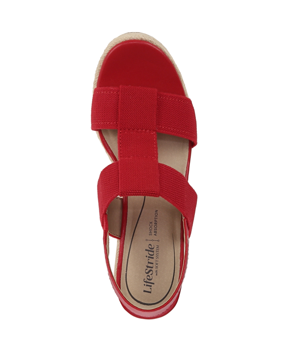 Shop Lifestride Women's Tallulah Espadrille Wedge Sandals In Fire Red Fabric,faux Leather