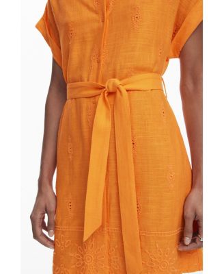 Women's Shirt dress with perforated hem
