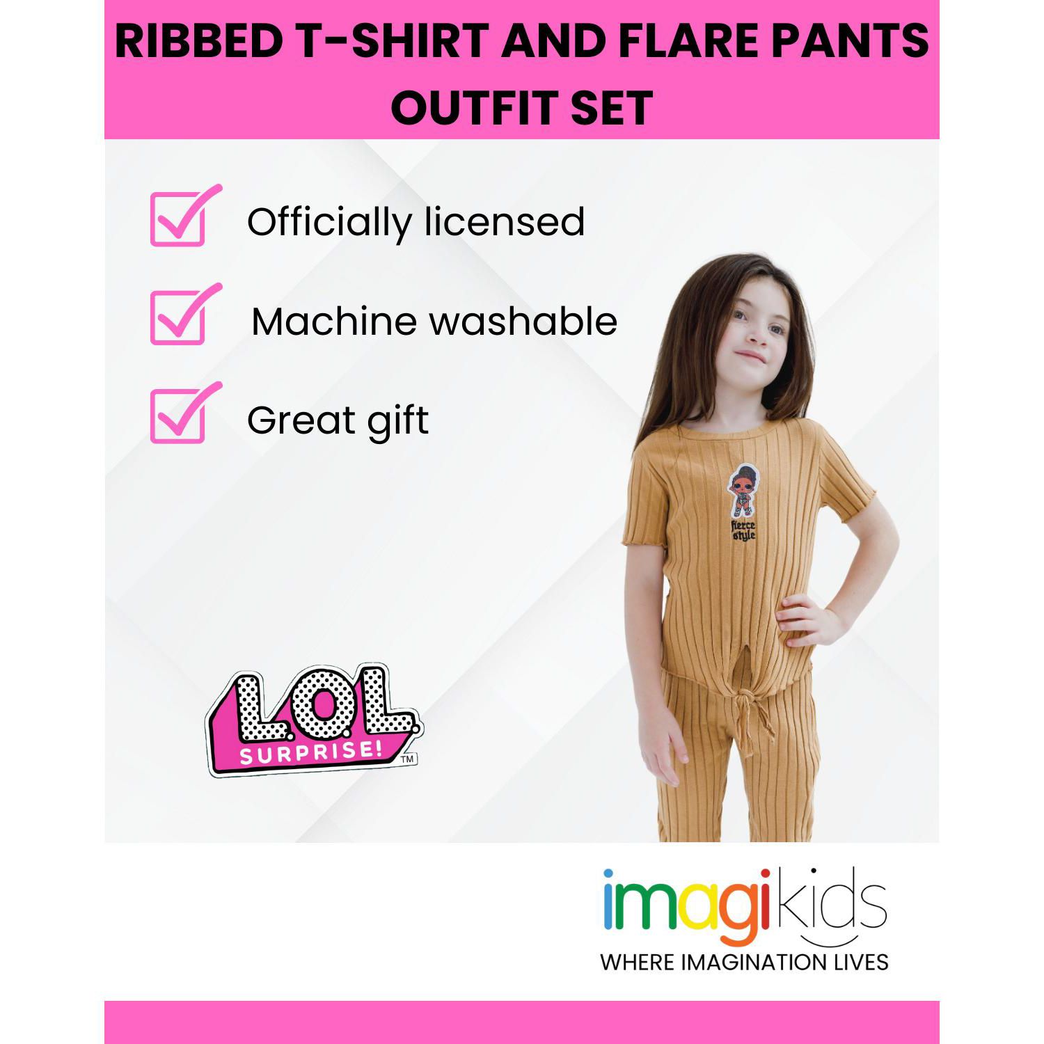 Little Girls Fierce T-Shirt and Flare Pants Outfit Set
