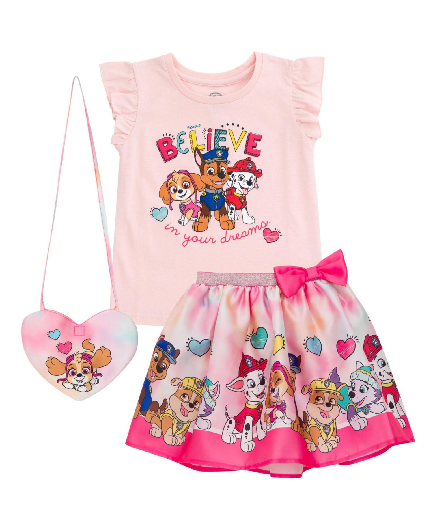 Little Girls Tank Top Skirt and Bag 3 Piece Outfit Set