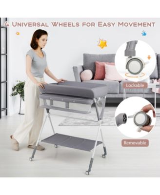 Portable Baby Changing Table with 3-Level Adjustable Height Convenient and Comfortable for Diapering on the Go