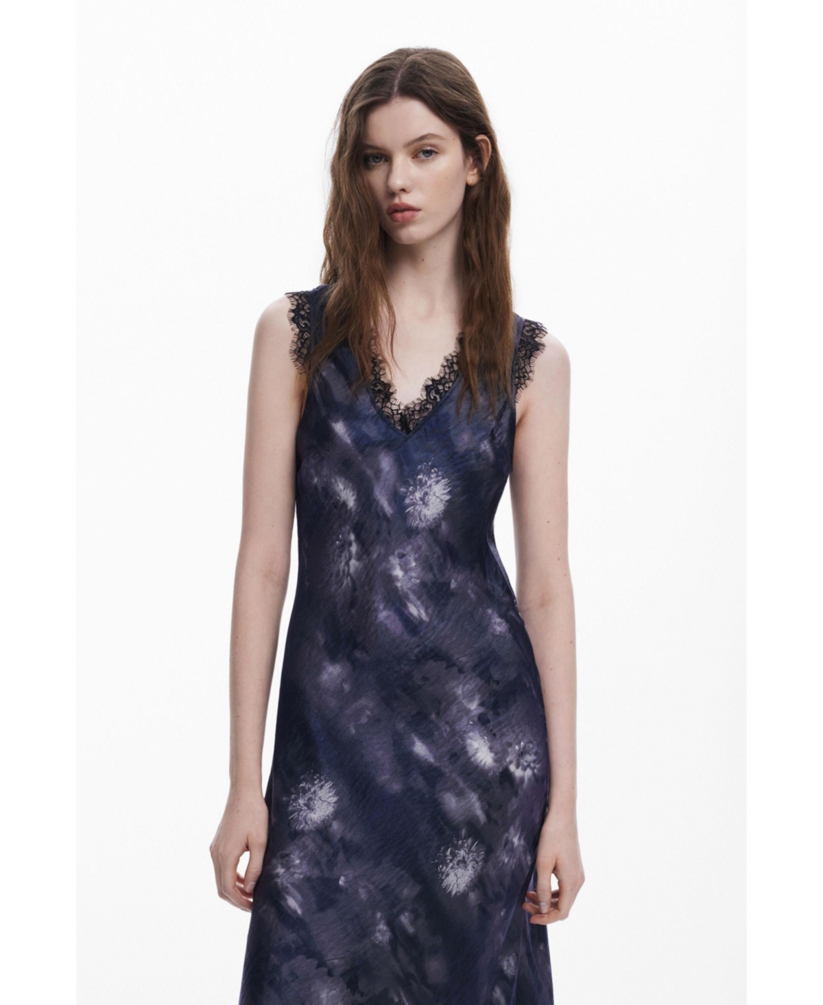 Desigual Women's Collina Strada Satin Floral Dress In Blue