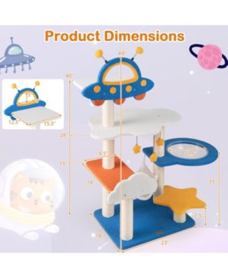 Cat Tree with UFO Top Perch, Space Capsule & Scratching Posts Fun & Cozy Playhouse for Cats