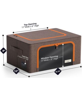 6 Pack Small Foldable Storage Box - Metal Frame, Oxford Fabric, Large Window & Handles - Organization for Bedroom, Linens & Clothes