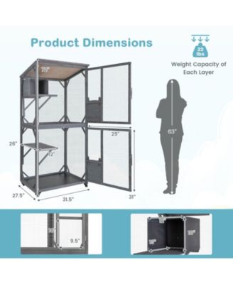 Weatherproof Outdoor Cat House with Asphalt Roof Durable Shelter for Feral & Pet Cats