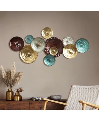 Multi-Color Ripple Plates 47.2-Inch Wide Abstract Metal Wall Decor